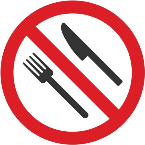 Aluminium Look No Eating Sign 100mm Diameter