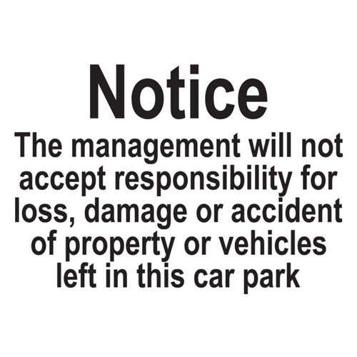 Cars Parked At Owners Risk Sign A4 Self-Adhesive