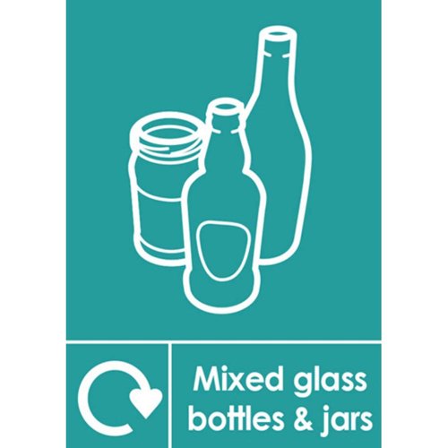 Mixed Glass Waste Sign A5 Self-Adhesive