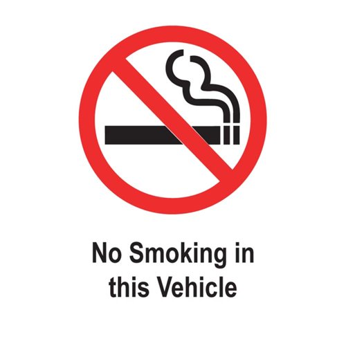 No Smoking In This Vehicle Sign 50x75mm Self-Adhesive (Pack 5)