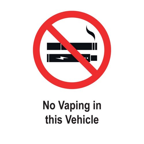No Vaping in this Vehicle Sign 50x75mm Self-Adhesive (Pack 5)