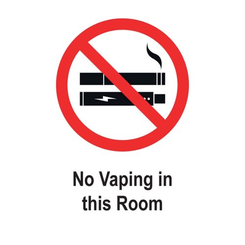No Vaping in Room Sign 50x75mm Self-Adhesive (Pack 5)