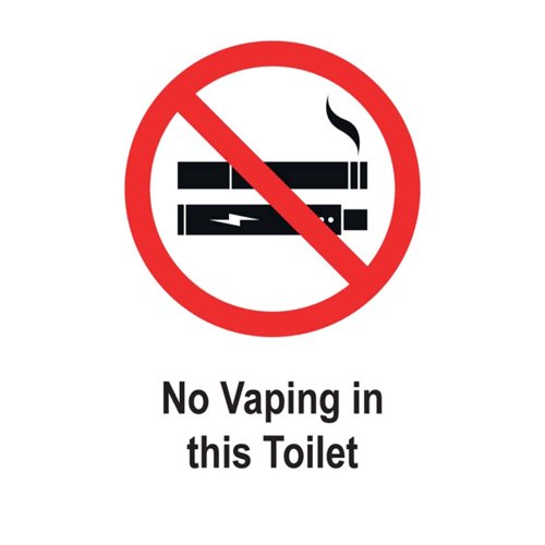 No Vaping in Toilet Sign 50x75mm Self-Adhesive (Pack 5)
