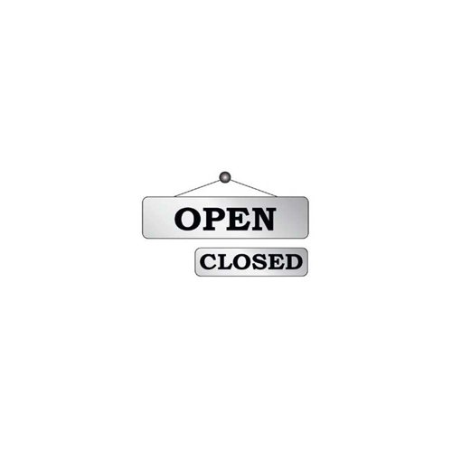 Open/Closed Sign 300x75mm Silver