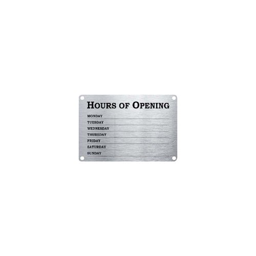 Hours of Opening Sign 300x200mm PVC Silver