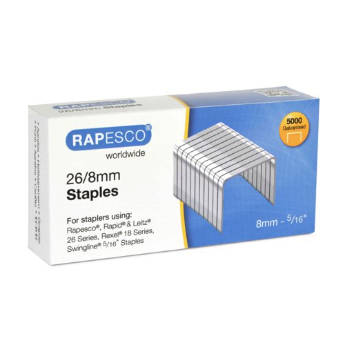 Rapesco Staples 8mm 26/8 (Pack 5000) S11880Z3