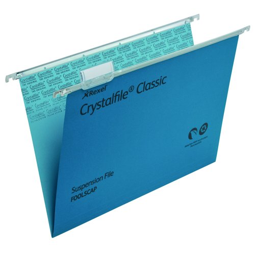 Rexel Crystalfile Suspension File Foolscap Standard Capacity Blue (Pack 50) 78143