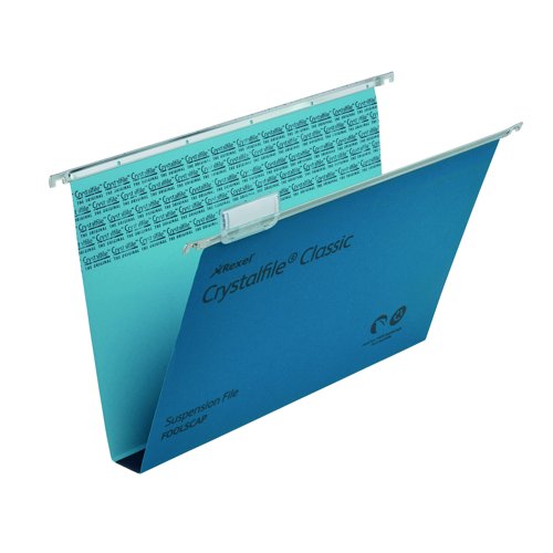 Rexel Crystalfile Suspension File Foolscap 30mm Capacity Blue (Pack 50) 70625