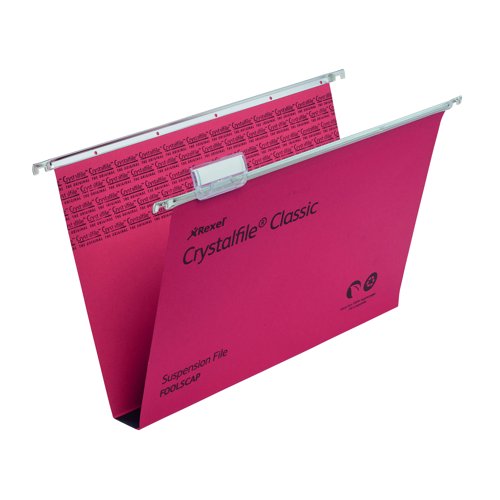 Rexel Crystalfile Suspension File Foolscap 30mm Capacity Red (Pack 50) 70622