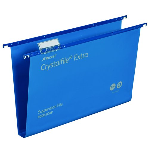 Rexel Crystalfile Extra Suspension File 30mm Foolscap Blue (Pack 25) 70633