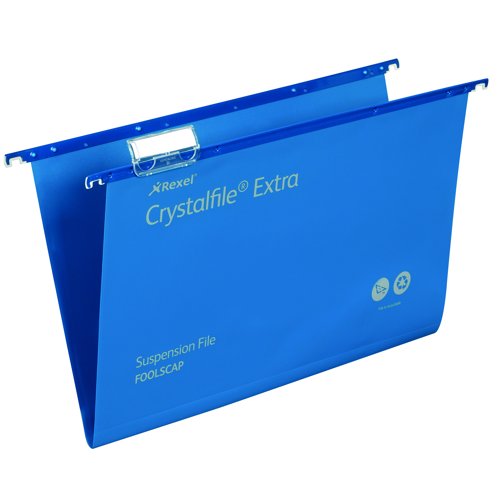 Rexel Crystalfile Extra Suspension File Foolscap Blue (Pack 25) 70630