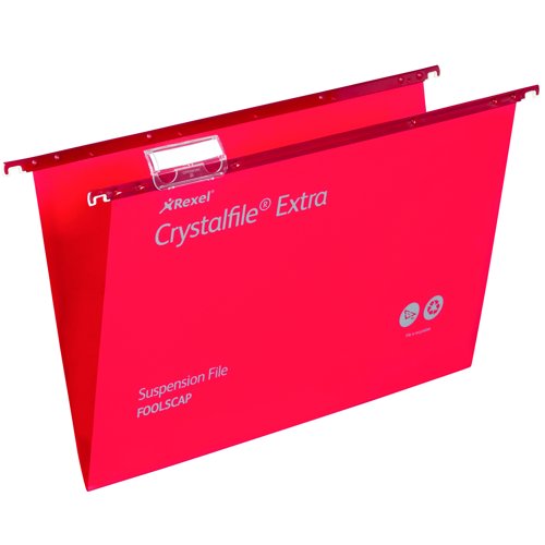 Rexel Crystalfile Extra Suspension File Foolscap Red (Pack 25) 70629