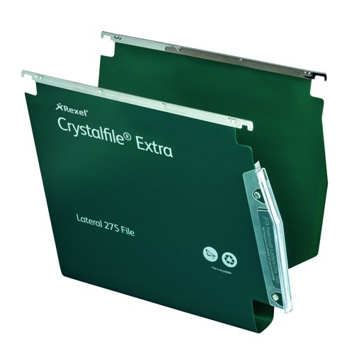 Rexel Crystalfile 275 Extra Lateral File 30mm Green (Pack 25) 70640