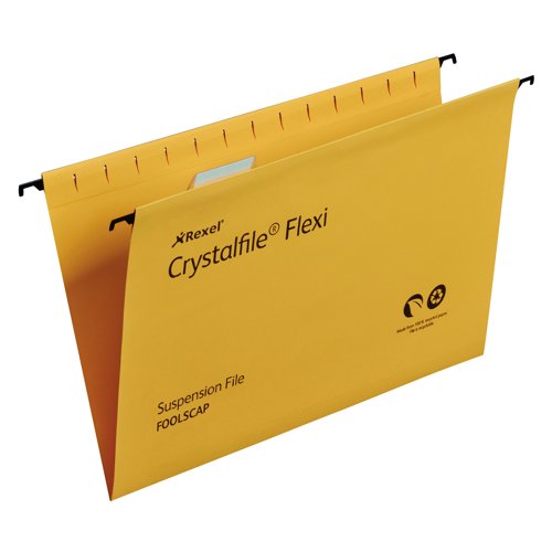 Rexel Crystalfile Flexitab Foolscap 15mm Yellow (Pack 50) 3000043