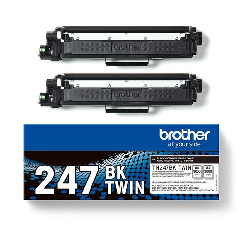 Brother Toner Cartridge High Capacity Black (Pack 2) TN247BKTWIN