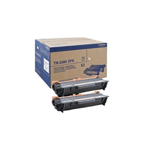 Brother Toner Cartridge High Capacity Black (Pack 2) TN3380TWIN
