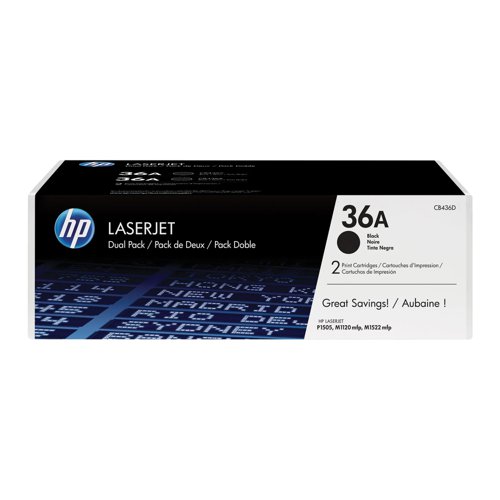 HP No.36A Toner Cartridge Black (Pack 2) CB436AD