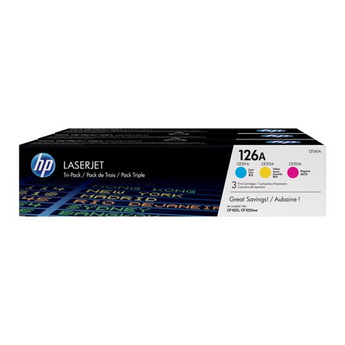 HP No.126A Toner Cartridge No.126A Cyan/Magenta/Yellow Value Pack CF341A