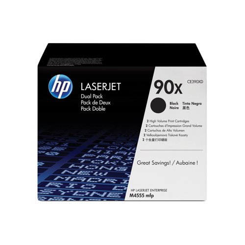 HP No.90X Toner Cartridge High Capacity Black (Pack 2) CE390XD
