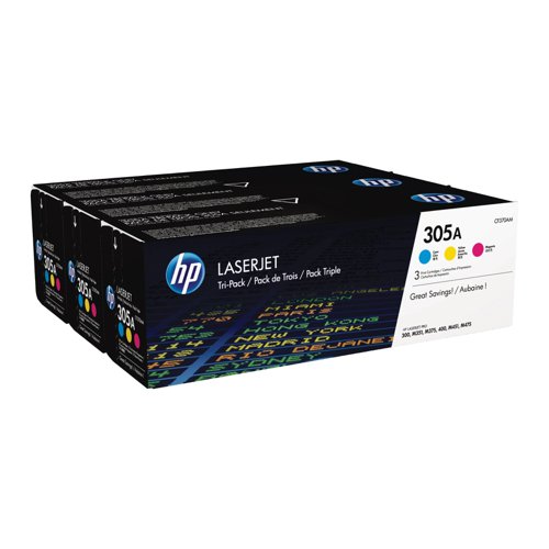 HP No.305A Toner Cartridge Cyan/Magenta/Yellow Value Pack CF370AM