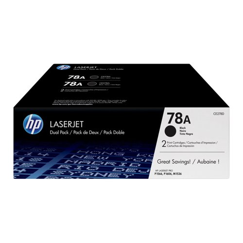 HP No.78A Toner Cartridge Black (Pack 2) CE278AD
