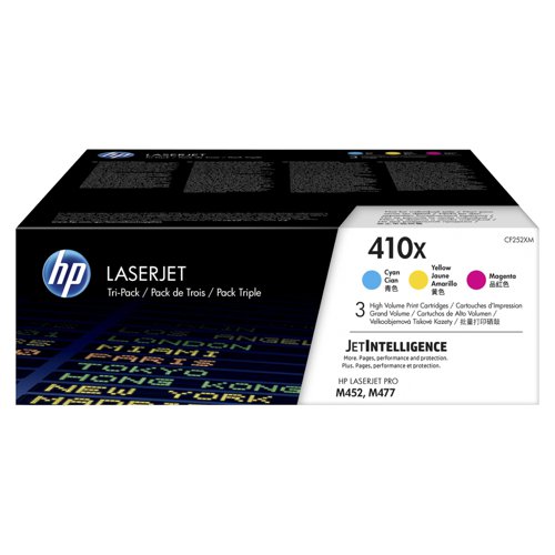 HP No.410X Toner Cartridge High Capacity Cyan/Magenta/Yellow Value Pack CF252XM