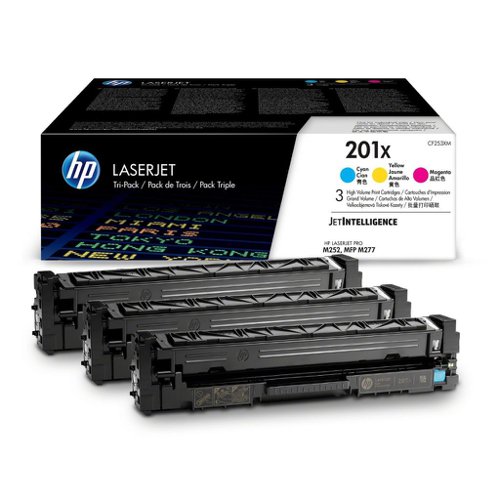 HP No.201X Toner Cartridge High Capacity Cyan/Magenta/Yellow Value Pack CF253XM