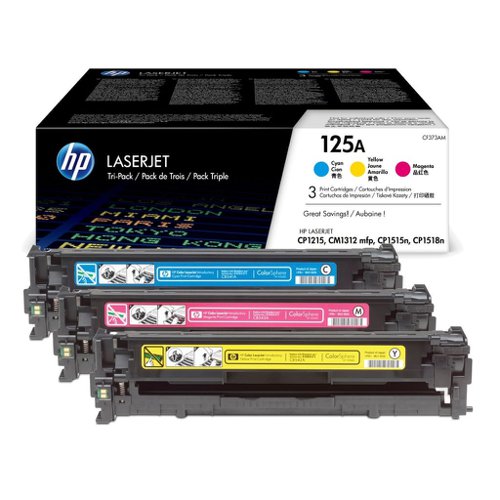HP No.125A Toner Cartridge Cyan/Magenta/Yellow Value Pack CF373AM