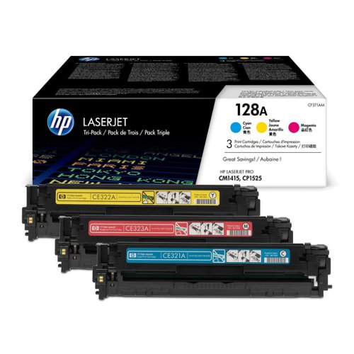 HP No.128A Toner Cartridge Cyan/Magenta/Yellow Value Pack CF371AM