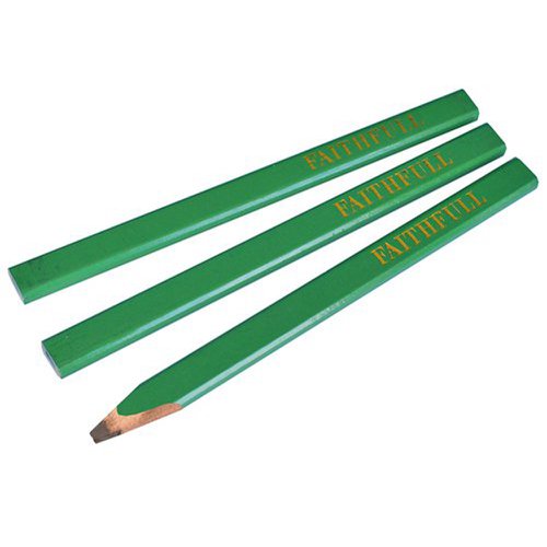 Faithfull Carpenter Pencils Hard Green (Pack 3)