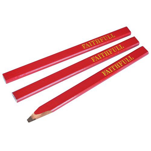Faithfull Carpenter Pencils Medium Red (Pack 3)