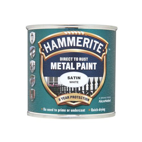Hammerite Direct to Rust Metal Paint Satin Finish White 250ml 5092881