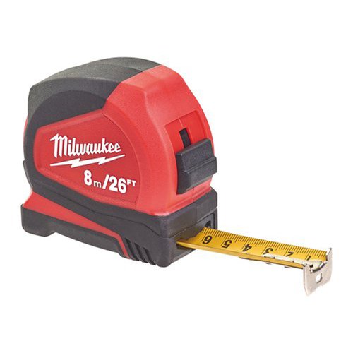 Milwaukee Hand Tools Pro Compact Tape Measure 8m/26ft W25mm 4932459596