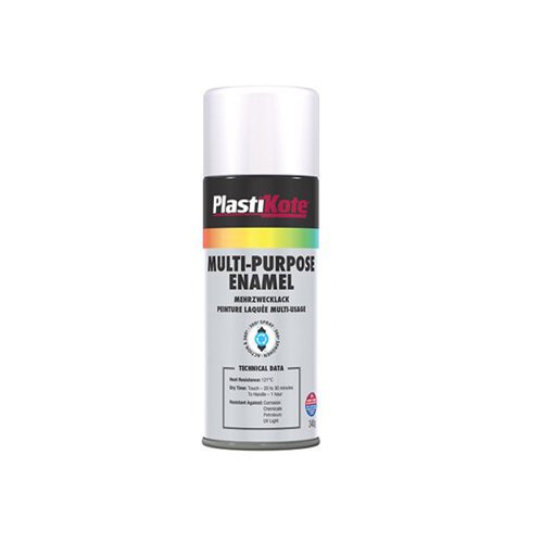 PlastiKote Multi Purpose Enamel Spray Paint Gloss White 400ml 440.0060102.076