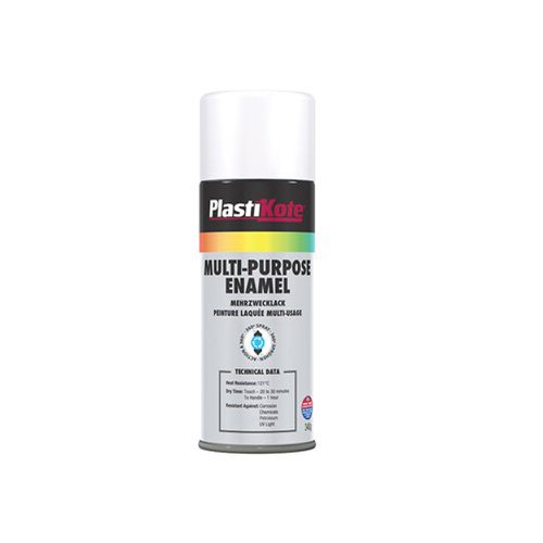 PlastiKote Multi Purpose Enamel Spray Paint Matt White 400ml 440.0060103.076