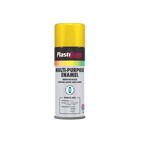 PlastiKote Multi Purpose Enamel Spray Paint Gloss Yellow 400ml 440.0060109.076