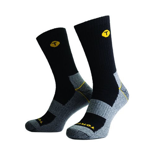 Totectors Work Crew Socks Black/Grey Size 5-11 (Pack 5) 752327