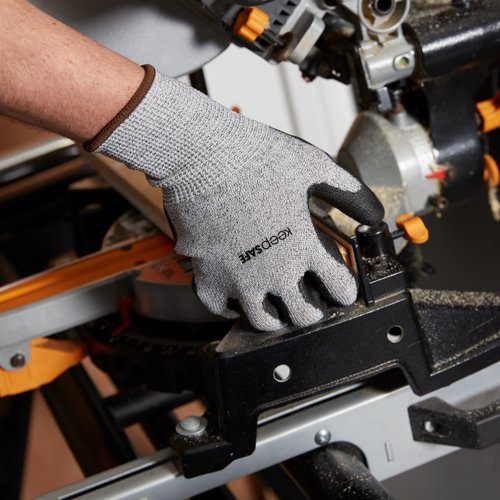 KeepSAFE Cut Resistant Level C PU Coated Glove Grey/Black Size 8 659556-M