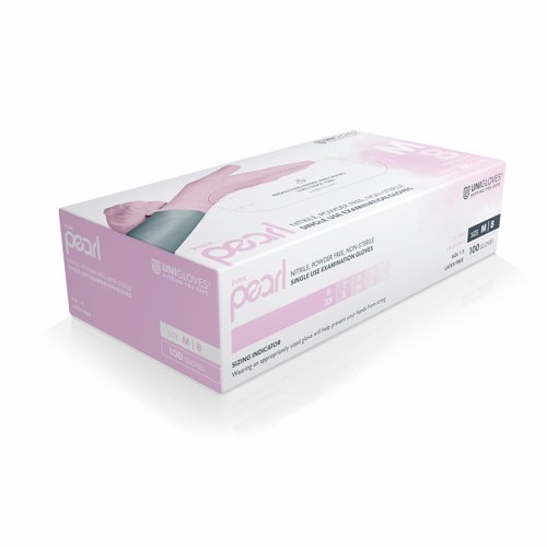 Unigloves Pink Pearl Nitrile Powder Free Gloves Medium (Pack 100) GP0053