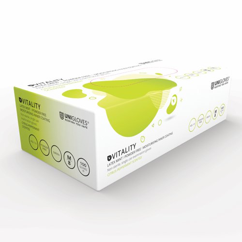 Unigloves Vitality Latex Mint Gloves Medium (Pack 100) GD0013