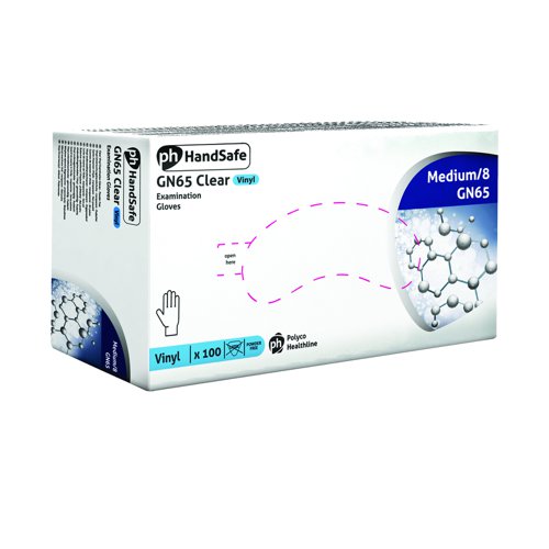 Handsafe Powder-Free Vinyl Gloves Medium Clear (Pack 100) GN65