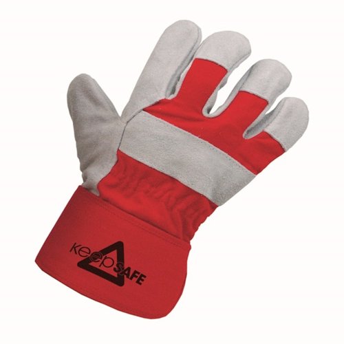 KeepSAFE Chrome Leather Cotton Back Rigger Glove Red Size 10 671329