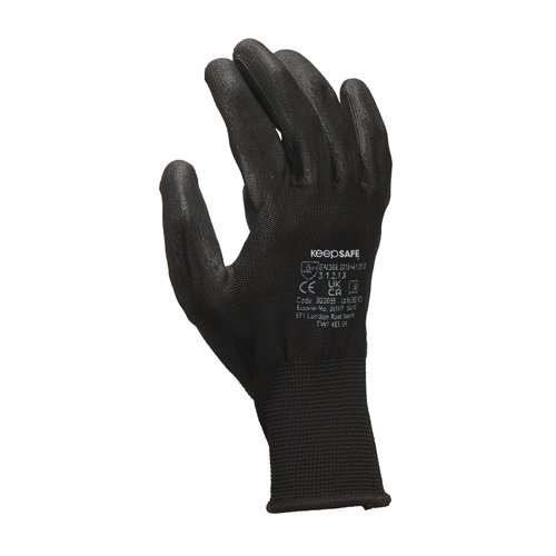 KeepSAFE PU Palm Coated Glove Black Size 11 659014-2XL