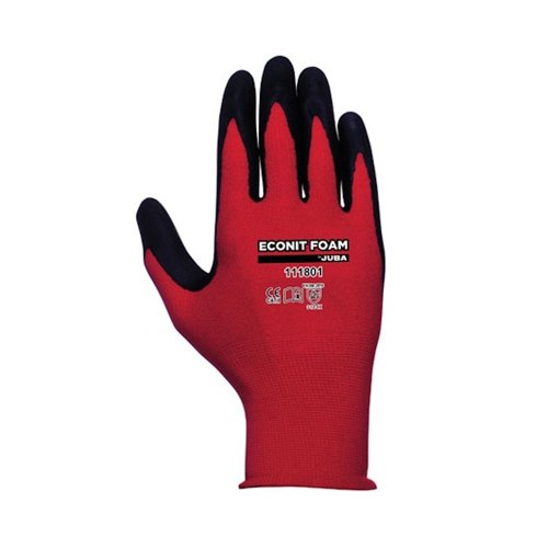 Juba Econit Nitrile Foam-Coated Cut Level 1 Gloves Red Size 7 659096-S