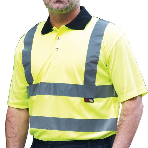 Warrior Daytona High Visibility Class 2 Short Sleeve Polo Shirt Yellow 0118DAY