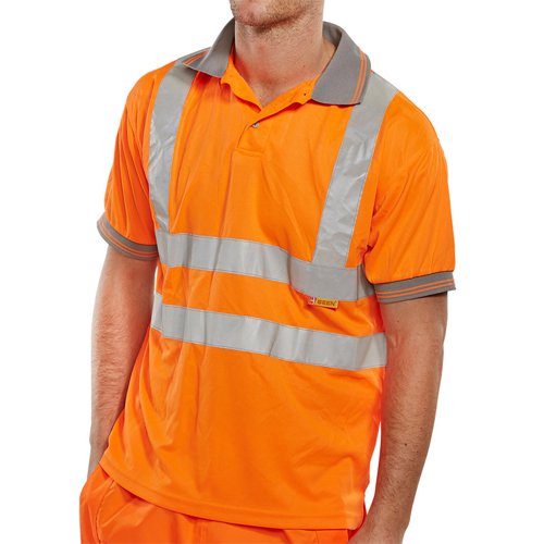 Beeswift Short Sleeve High-Visibility Polo Shirt Orange BPKSENOR