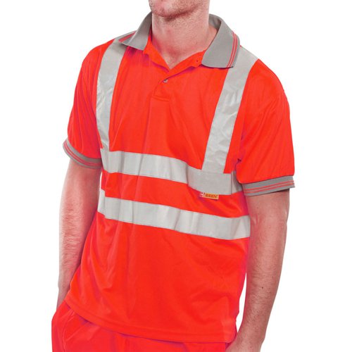 Beeswift Short Sleeve High-Visibility Polo Shirt Red 3XL BPKSENREXXXL