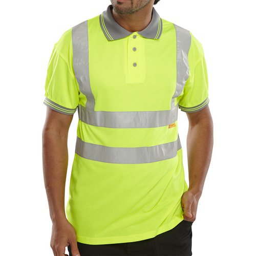 Beeswift Short Sleeve High-Visibility Polo Shirt Saturn Yellow (Size S-4XL) BPKSENSY