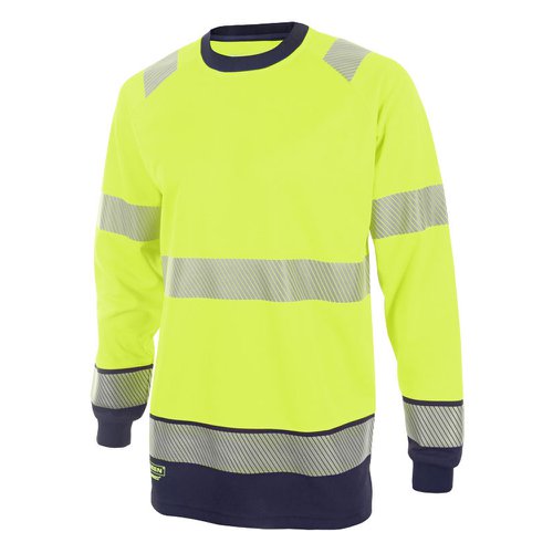 Beeswift Two-Tone High-Visibility Long Sleeve T-Shirt Yellow/Navy Blue (Size S-4XL) HVTT005SYN