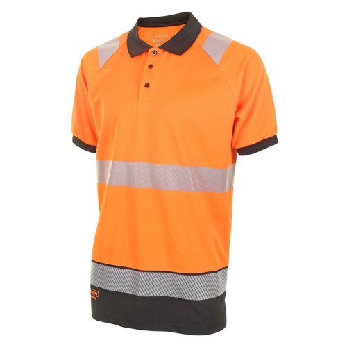 Beeswift Two-Tone High-Visibility Short Sleeve Polo Shirt Orange/Black (Size S-4XL) HVTT010ORBL